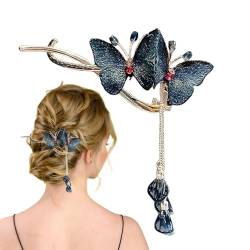 Streysisl Schmetterlinge Haarspangen,Kristall Schmetterlinge Haarklammern, Elegante Haarnadel für Frauen, Rutschfeste Haarklammern, Strass-Quasten-Haarkette, verziert mit Strasssteinen für den von Streysisl