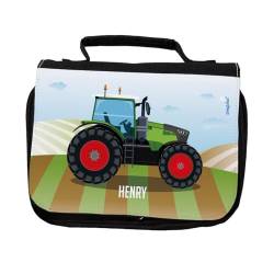 Striefchen® Kulturtasche für Jungen personalisiert mit Wunschname Traktor von Striefchen