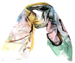 Striessnig Wien – Damen Schal Tuch, schickes Damentuch mit Schmetterlingen und Blumen, Farbenmix aus grün, gelb, rosa! ca. 85 x 190 cm von Striessnig Wien