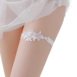Perlen-Spitze-Strumpfbänder für Hochzeit Braut Sexy Weiß Spitze Blumenstretch-Strumpfband-Bein-Ring-Abschlussball-Zubehör-Geschenk für Frauen und Teenager von Sttiafay