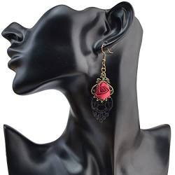 Sttiafay Gothic Ohrringe Handgemachte Spitze Rose Baumeln Ohrringe Charm Nachtclub Prom Schmuck für Frauen und Teen Girls von Sttiafay