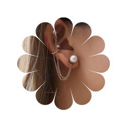 Sttiafay Perle Manschettenkette Ohrringe Ohrwickel Ohrringe Süße Hypoallergene Niedliche Nieten Nicht Durchbohrte Clip-on Kletterer Ohrringe Schmuck Für Frauen Mädchen von Sttiafay