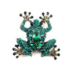 Sttiafay Vintage Kristall Frosch Brosche Mode Tier Emaille Brosche Pin Handgemachte Erklärung Brosche für Unisex Kleidung Corsage von Sttiafay