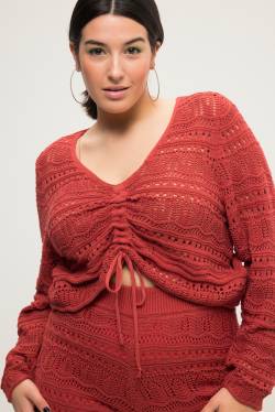 Große Größen Ajour-Pullover, Damen, rot, Größe: 50/52, Baumwolle, Studio Untold von Studio Untold