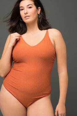 Große Größen Badeanzug, Damen, orange, Größe: 42, Polyester, Studio Untold von Studio Untold