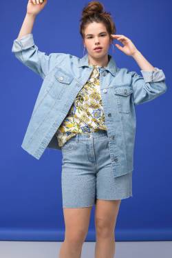Große Größen Jeansjacke, Damen, blau, Größe: 42/44, Baumwolle, Studio Untold von Studio Untold