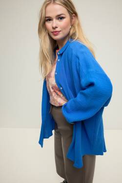 Große Größen Musselin Bluse, Damen, blau, Größe: 50/52, Baumwolle, Studio Untold von Studio Untold
