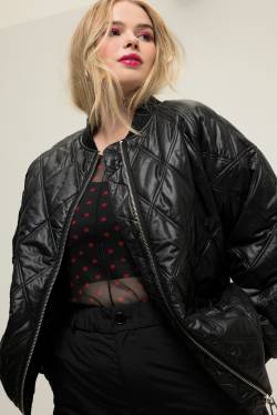 Große Größen Stepp-Blouson, Damen, schwarz, Größe: 50/52, Polyester, Studio Untold von Studio Untold