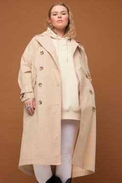 Große Größen Trenchcoat, Damen, beige, Größe: 50/52, Synthetische Fasern/Baumwolle, Studio Untold von Studio Untold