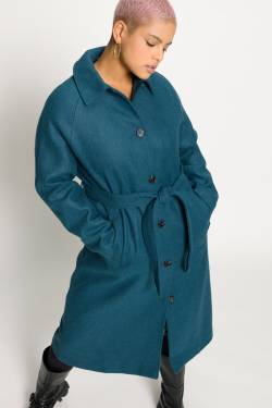 Große Größen Wolloptik-Mantel, Damen, blau, Größe: 54/56, Polyester, Studio Untold von Studio Untold