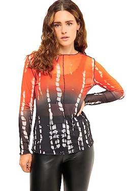 Studio Untold Damen große Größen Übergrößen Plus Size Longsleeve, Regular Fit, Mesh, Batik Print, Rundhals, Langarm schwarz 50+ 822509100-50+ von Studio Untold