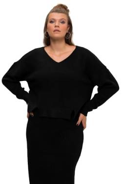 Studio Untold Damen große Größen Übergrößen Plus Size Pullover, Boxy Shape, Saum-Schlitze, V-Ausschnitt, Langarm schwarz 50+ 825993100-50+ von Studio Untold