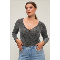 Studio Untold Longsleeve Body Slim Shape Leo mit Glitzer V-Ausschnitt von Studio Untold