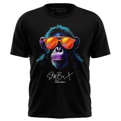 Stuff-Box Cool Monkey Männer Shirt schwarz 1015 (as3, Alpha, xx_l, Regular, Regular) von Stuff-Box