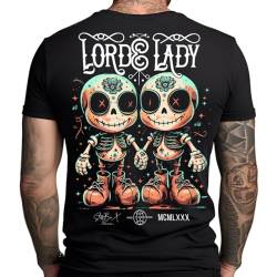 Stuff-Box Herren Rundhals Kurzarm T Shirt Lord schwarz STB-1072 - Print Shirt Skull (DE/NL/SE/PL, Alphanumerisch, 4XL, Regular, Regular, Schwarz) von Stuff-Box