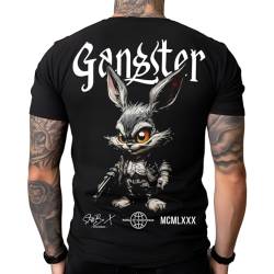 Stuff-Box Herren Rundhals Kurzarm T-Shirt Rabbit Gangster schwarz STB-1077 (DE/NL/SE/PL, Alphanumerisch, 3XL, Regular, Regular, Schwarz) von Stuff-Box