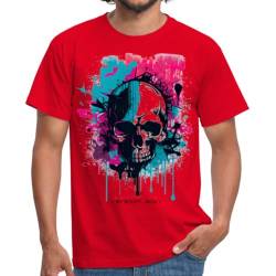 Stuff-Box Splash Skull Shirt rot Männer (DE/NL/SE/PL, Alphanumerisch, 4XL, Regular, Regular) von Stuff-Box