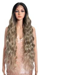 Style Icon Perücke Lace Front Wigs 36 Inches Super Long Curly Wigs Body Wavy Synthetic Wig 5 inches Middle Part Wig with Baby Hair 150% Density (36 Inch, TAT4/12/APRIC) von Style Icon