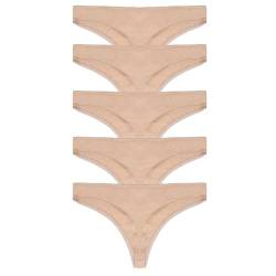 5 oder 10 Stück Damen Damen Alltag Tangas Slips Unterwäsche Baumwolle bequem Alltag Basic Wear Multipack Schwarz Weiß Nude, nude, X-Small von Style It Up