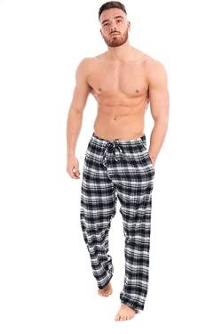 Herren-Schlafanzug, Baumwolle, Flanellhose, Nachtwäsche, Pyjama, Übergrößen bis 4XL Gr. M, schwarz / grau von Style It Up