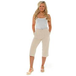 Style It Up Damen-Leinenhose, 3/4-Hose, Sommer, Freizeit, Urlaub, Strand, Chino Gr. 48, beige von Style It Up