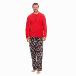 Style It Up Herren-Schlafanzug-Set, Fleece, Weihnachts-Pyjama, Nachtwäsche, warm, Geschenk, Rot/Marineblau, XXX-Large von Style It Up
