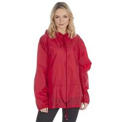 Style It Up Unisex Regenmantel Mac Kagoul Jacke, wasserdicht, mit Kapuze, Cagoul Gr. XXXXL, rot von Style It Up