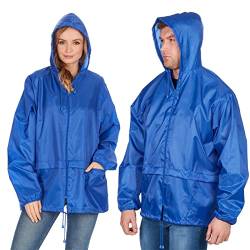 Style It Up Unisex Regenmantel Mac Kagoul Jacke, wasserdicht, mit Kapuze, Cagoul Gr. XXXXX-Large, blau von Style It Up