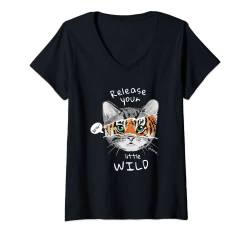 Damen My Cat Shirt Wild Tiger - Funny Cat T-Shirt mit V-Ausschnitt von Style Of The Wild City Tees And Gift