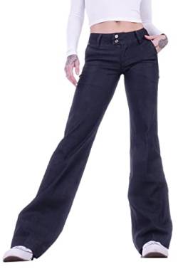 Damen Bootcut Hosen Hüftjeans Jeans Schlagjeans blau Schlag-Hose-n Damenjeans Damen-Hose-n Jeans-Hose-n Hüft-Hose-n Niedrige-r Leib-Höhe Bund Weite-m-s Bein Mega Großer Blau-e Gr Größe XL 42 von Style-Station