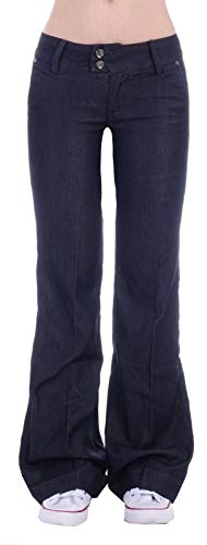 Damen Bootcut Hosen Hüftjeans Jeans Schlagjeans blau Schlag-Hose-n Damenjeans Damen-Hose-n Jeans-Hose-n Hüft-Hose-n Niedrige-r Leib-Höhe Bund Weite-m-s Bein Mega Großer dunkel-blau-e Gr Größe XL 42 von Style-Station