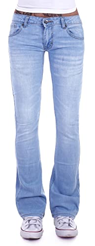 Damen Bootcut Hosen Hüftjeans Jeans Schlagjeans schwarz Schlag-Hose-n Damenjeans Damen-Hose-n Jeans-Hose-n Hüft-Hose-n Niedrige-r Leib-Höhe Bund Stretchjeans Stretch-Hose-n Hellblau Gr Größe M 38 von Style-Station