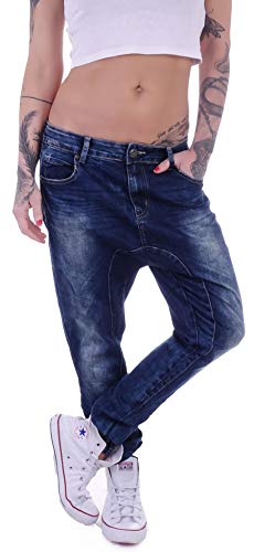 Damen Boyfriend Hose Hüftjeans Jeans Damenjeans Destroyed Boyfriend-Hose-n Damen-Hose-n Jeans-Hose-n Baggyjeans Baggy-Hose-n Girlfriend Knopfleiste Niedrige-r Leib Bund Gr Größe Denim blau-e S 36 von Style-Station