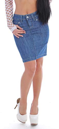 Damen Jeans Minirock Rock Stretch auch übergrößen Jeansrock blau-er Mini-Röcke Jeansröcke übergröße Damen-Röcke Jeans-Mini Damenrock große größen Rise Denim eng-er gr größe Big-Size L 40 blau-er von Style-Station