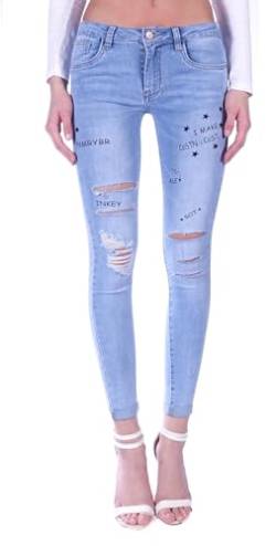 Damen Röhrenjeans Hosen Hüftjeans Jeans blau Damenjeans Damen-Hose-n Jeans-Hose-n Röhre-n Hüft-Hose-n Niedrige-r Leib-Höhe Bund Stretchjeans Stretch-Hose-n Denim Skinny hell-blau-e Gr Größe XS 34 von Style-Station