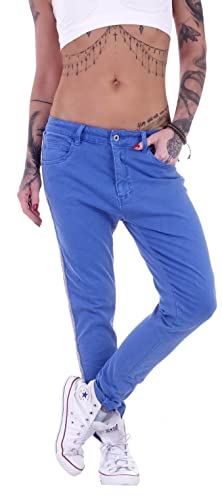 Style-Station Damen Boyfriend Hose Hüftjeans Jeans Damenjeans Boyfriend-Hose-n Damen-Hose-n Jeans-Hose-n Baggyjeans Baggy-Hose-n Girlfriend Knopfleiste Niedrige-r Leib Bund Gr Größe Blau-e S 36 von Style-Station