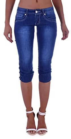 Style-Station Damen Capri Jeans Bermudas Hose 3/4 Blau Sommerjeans Capri-Hose-n Kurz-e Bermudas-Hose-n Sommer-Hose-n Capri-Jeans Capri-Hose-n Blaue Größe Gr XS 34 von Style-Station