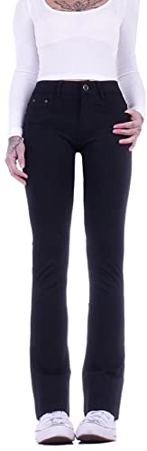 Style-Station Damen Jeggings Straight Leg Leggings Bootcut Hose Stretch Sexy Hosen Mid Waist normaler Bund Stretchhose-n Stoffhose-n Flared gerader Schnitt Schwarz-e XS 34 von Style-Station