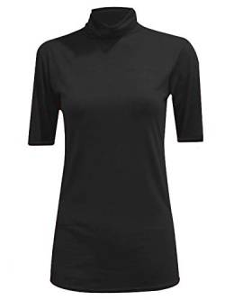 Damen Rollkragenpullover 3/4 Ärmel Top Damen Rollkragen Top Shirt Tees Gr. 42-44, Schwarz von Style Wise Fashion