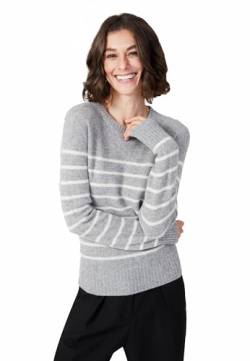 Style & Republic Kaschmir Pullover-Damen elegant aus 100% Cashmere - Dein kuscheliger Premium Strickpullover für stilvolle Herbst- & Winter-Momente - Grey White Stripes S von Style & Republic