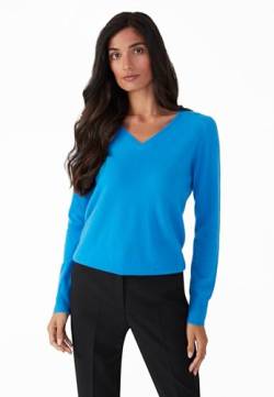 Style & Republic V-Neck Kaschmir Pullover-Damen elegant aus 100% Cashmere - Dein kuscheliger Premium Strickpullover für stilvolle Herbst- & Winter-Momente - Fancy Blue S von Style & Republic