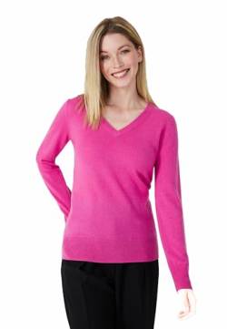 Style & Republic V-Neck Kaschmir Pullover-Damen elegant aus 100% Cashmere - Dein kuscheliger Premium Strickpullover für stilvolle Herbst- & Winter-Momente - Fuchsia L von Style & Republic