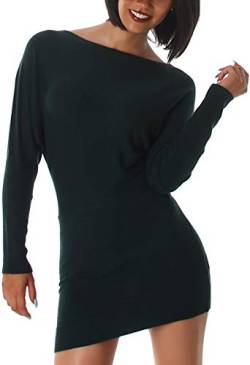 StyleLightOne Damen Strickkleid Fledermaus Ärmel Longpullover Pulloverkleid, Grün 36 von StyleLightOne