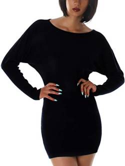 StyleLightOne Damen Strickkleid Fledermaus Ärmel Longpullover Pulloverkleid, Schwarz 36 von StyleLightOne