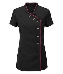 StyleWear Damen-Oberteil, für Schönheitssalon, Tunika, Wellness, Massage, Therapeuten, Arbeitskleidung, Friseuruniform, Schwarz Hot Pink, 42 von StyleWear