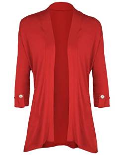 StyleWear Damen-Strickjacke, Übergröße, kurzärmelig, offen, Wasserfall, Stretch-Top, Größen 40-56, rot, 44 von StyleWear