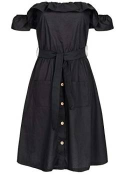 Styleboom Fashion® Damen Off-Shoulder Button Dress schwarz von Styleboom Fashion