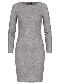 Styleboom Fashion® Damen Rippoptik Kleid Longsleeve Silber grau von Styleboom Fashion