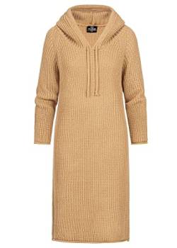 Styleboom Fashion® Damen Strickkleid mit Kapuze Camel braun von Styleboom Fashion