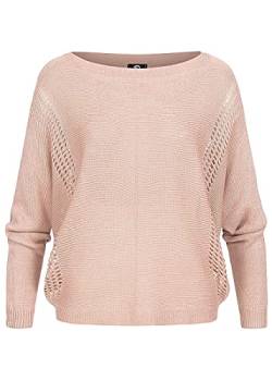 Styleboom Fashion® Damen U-Boot Strickpullover Lochmuster pink von Styleboom Fashion